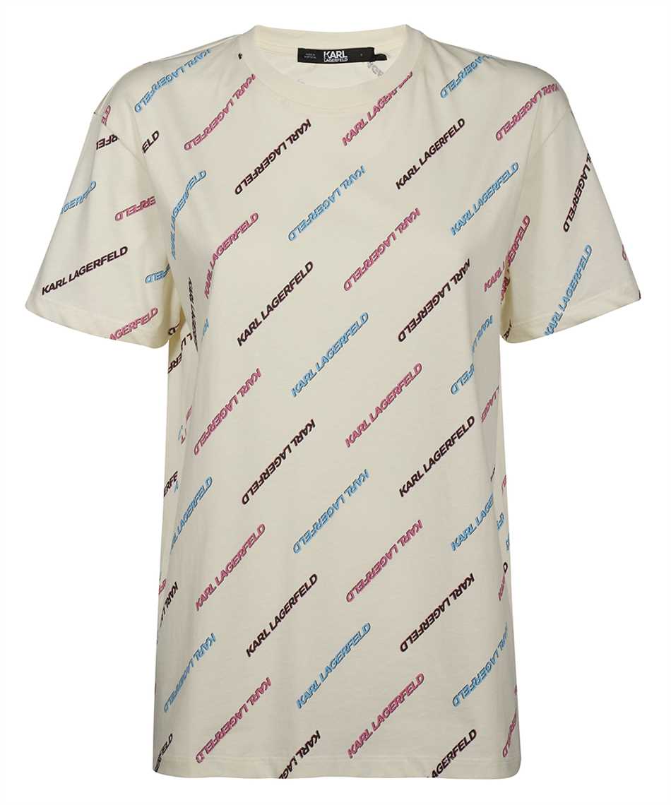 Cotton T-shirt with all over logo-Karl Lagerfeld-OUTLET-SALE-L-ARCHIVIST