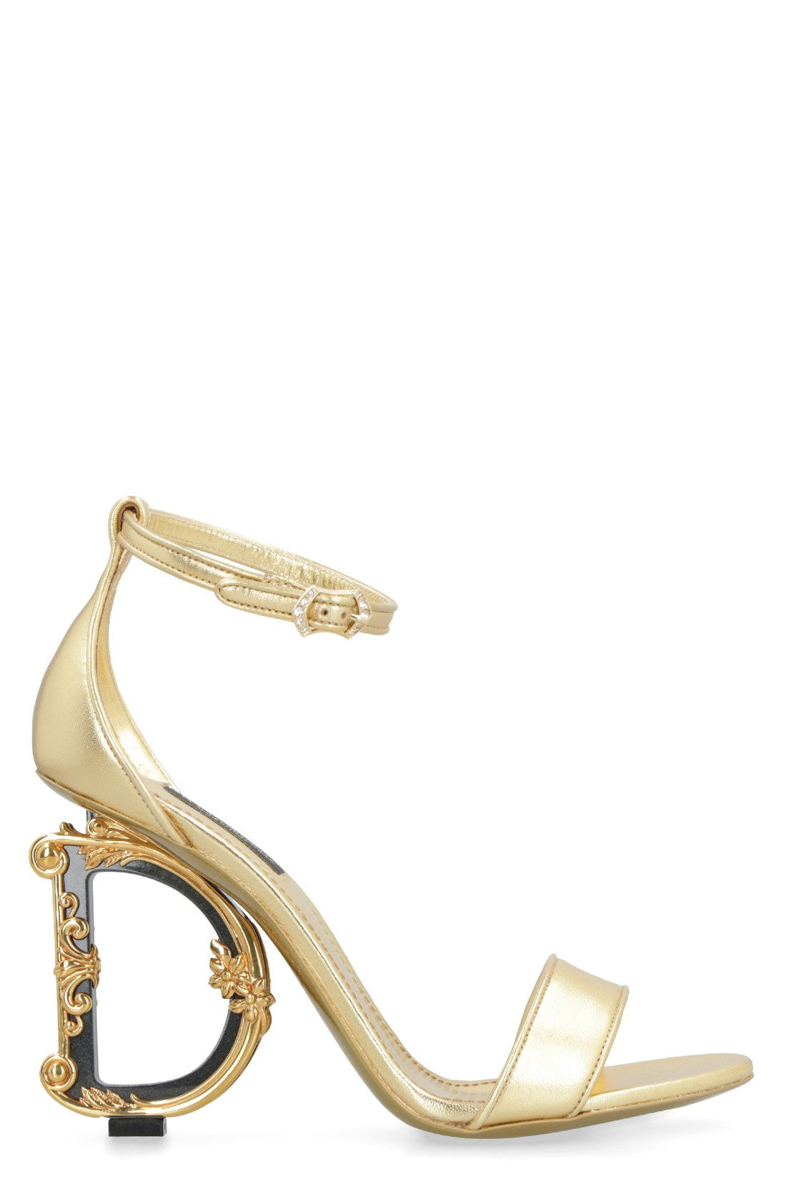 Dolce & Gabbana-OUTLET-SALE-Keira metallic leather sandals-ARCHIVIST