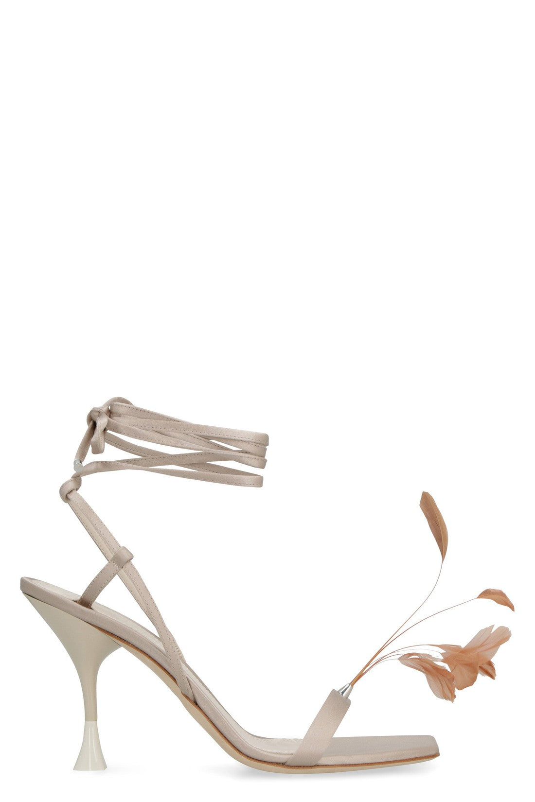 Piralo-OUTLET-SALE-Kimi feather detail satin sandals-ARCHIVIST