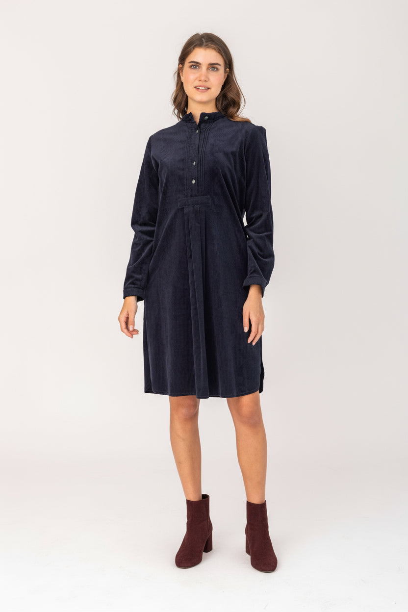 Damen Kleid Kleo aus Cord-Kleider & Röcke-Felicitas-OUTLET-XS-marine-ARCHIVIST-ARCHIVE-SALE