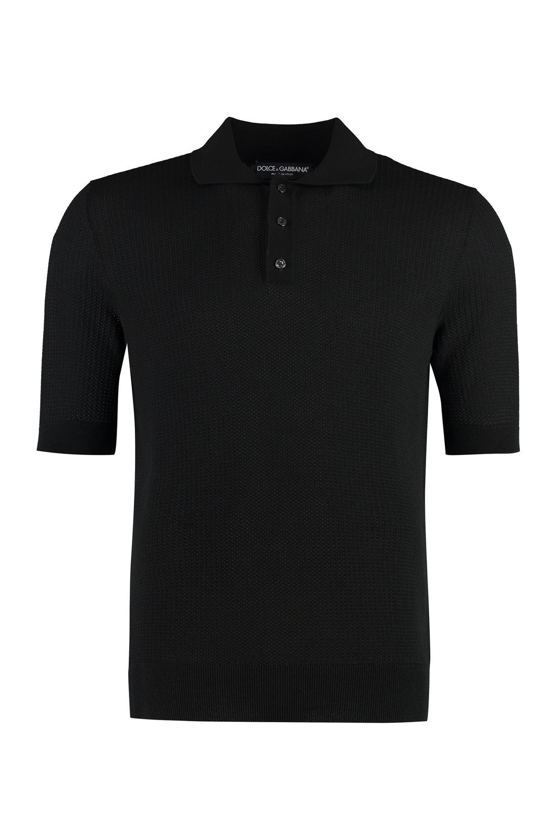 Dolce & Gabbana-OUTLET-SALE-Knitted cotton polo shirt-ARCHIVIST