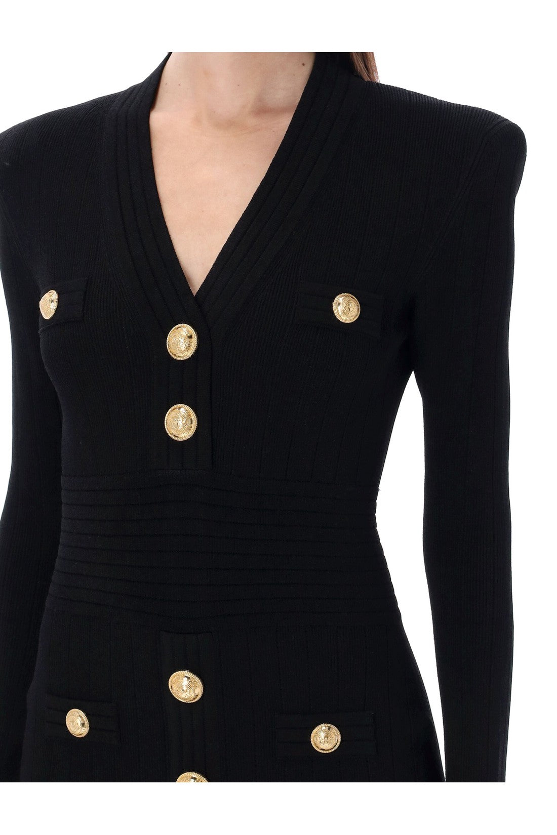 BALMAIN-OUTLET-SALE-Knitted dress with buttons-ARCHIVIST