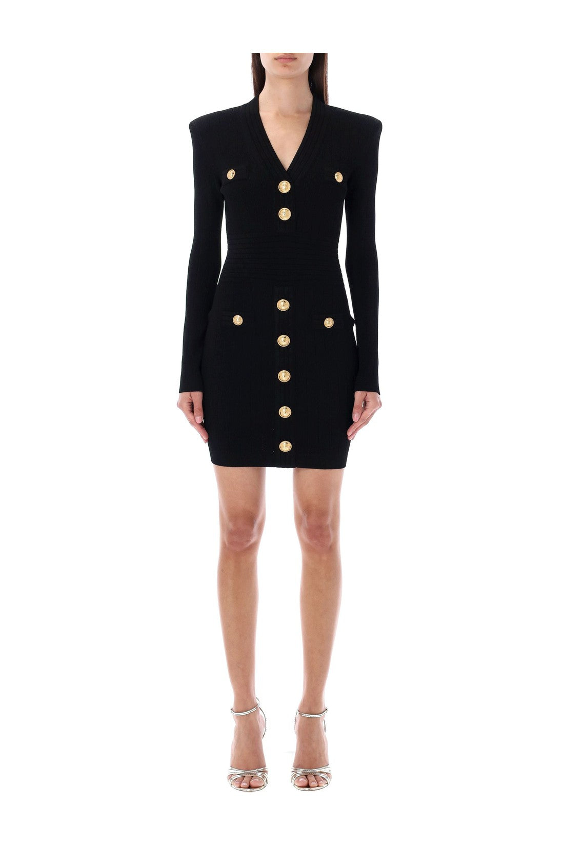 BALMAIN-OUTLET-SALE-Knitted dress with buttons-ARCHIVIST