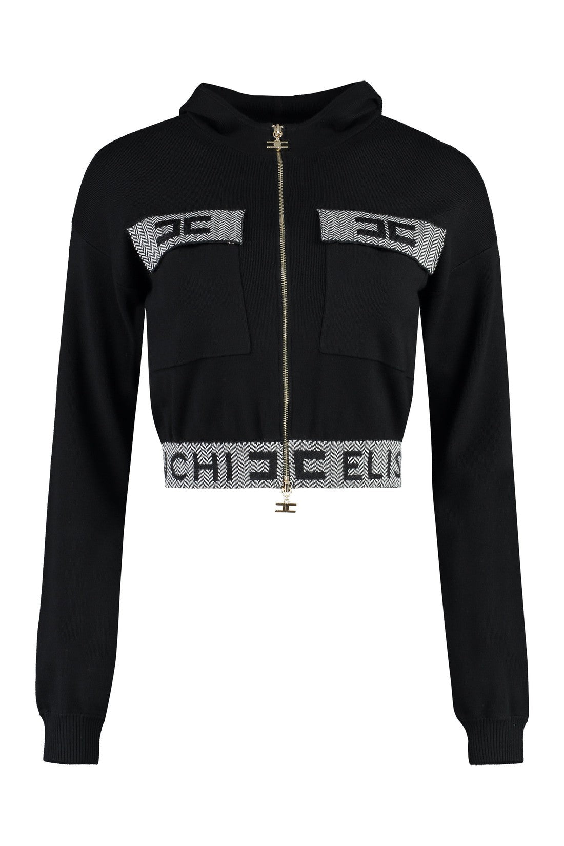Elisabetta Franchi-OUTLET-SALE-Knitted full zip hoodie-ARCHIVIST