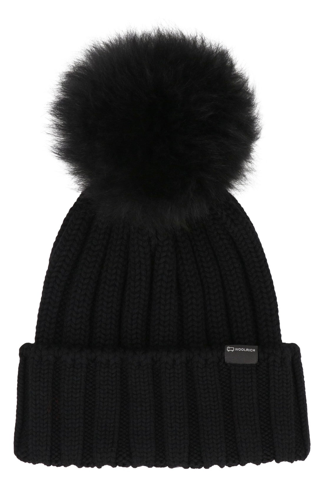 Woolrich-OUTLET-SALE-Knitted wool beanie with pom-pom-ARCHIVIST