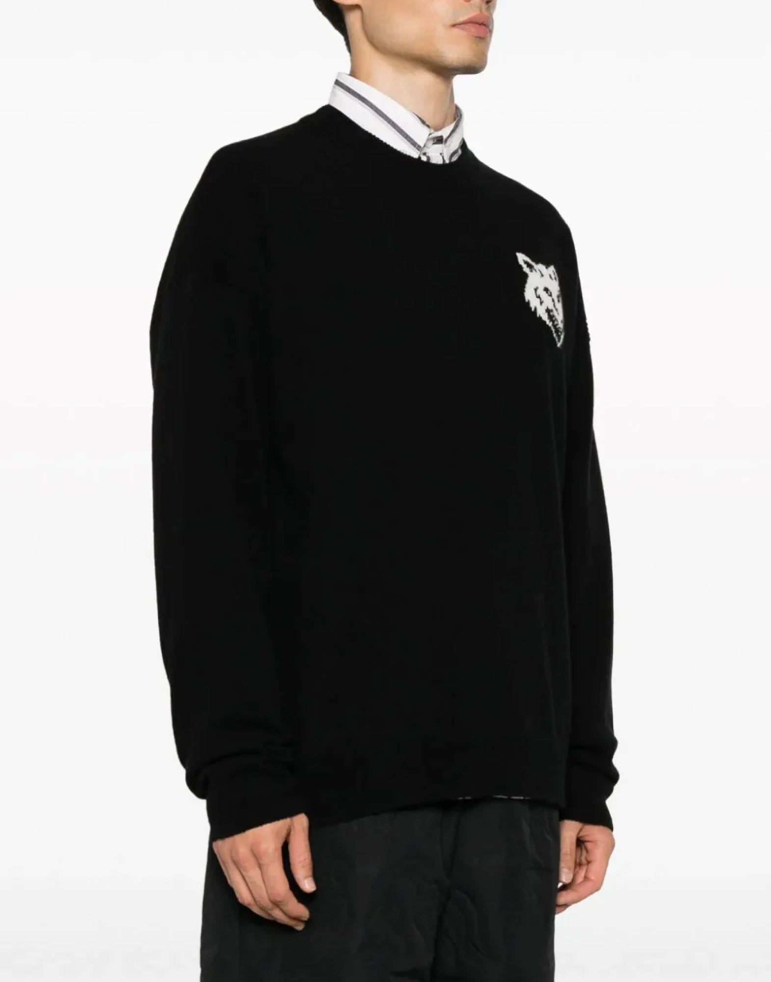 Maison KitsunÃ©-OUTLET-SALE-Fox Head Intarsia Logo Sweater-ARCHIVIST