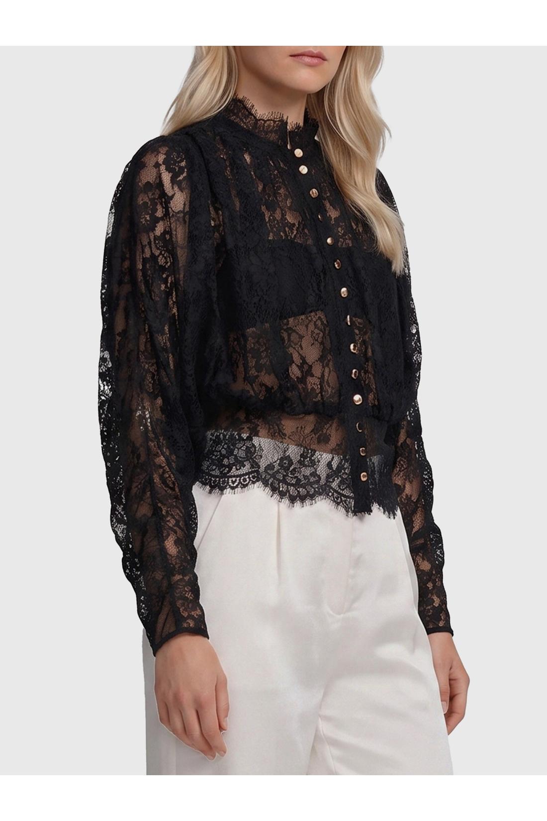 Self Portrait-OUTLET-SALE-Lace high neck blouse-ARCHIVIST