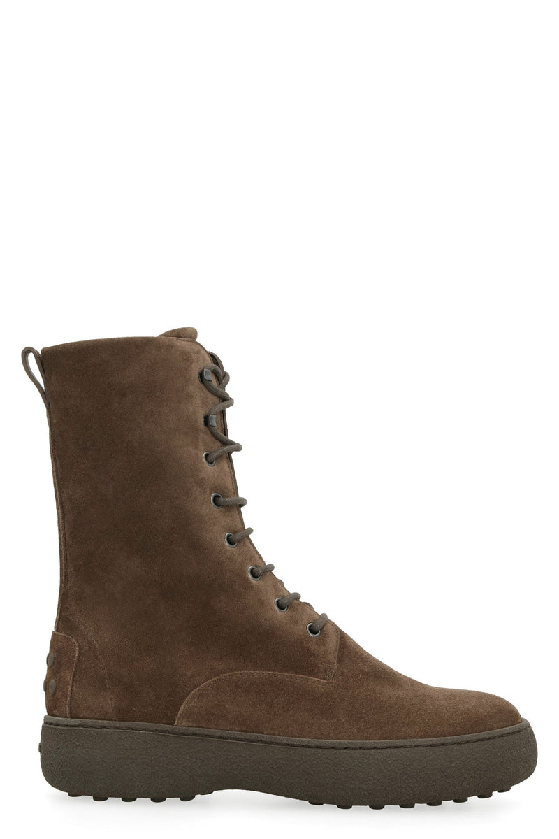 Tod's-OUTLET-SALE-Lace-up suede ankle boots-ARCHIVIST