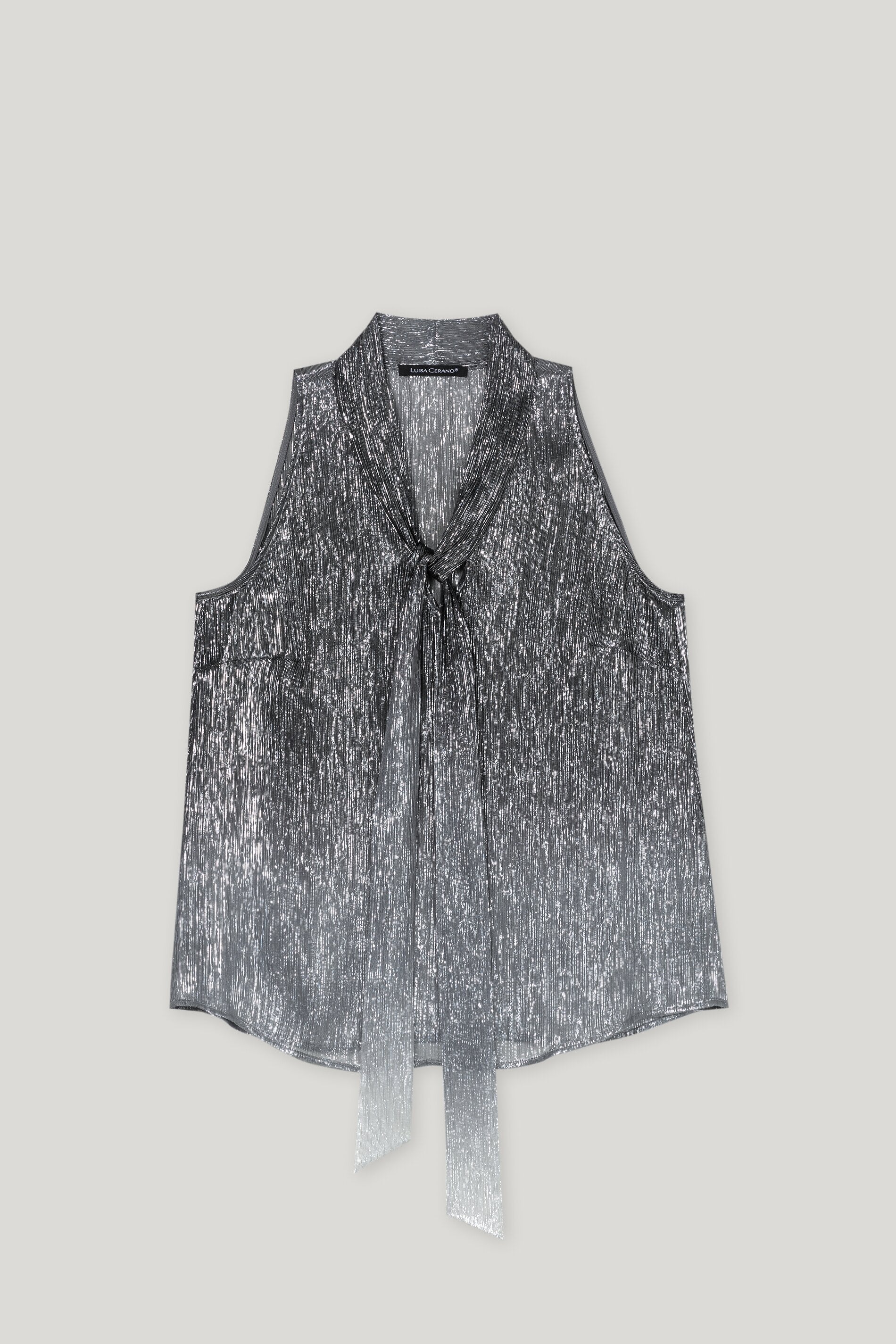 Luisa Cerano-Lamé-Schluppenbluse-Hemden & Blusen-Black-Deal-Outlet-by-ARCHIVIST