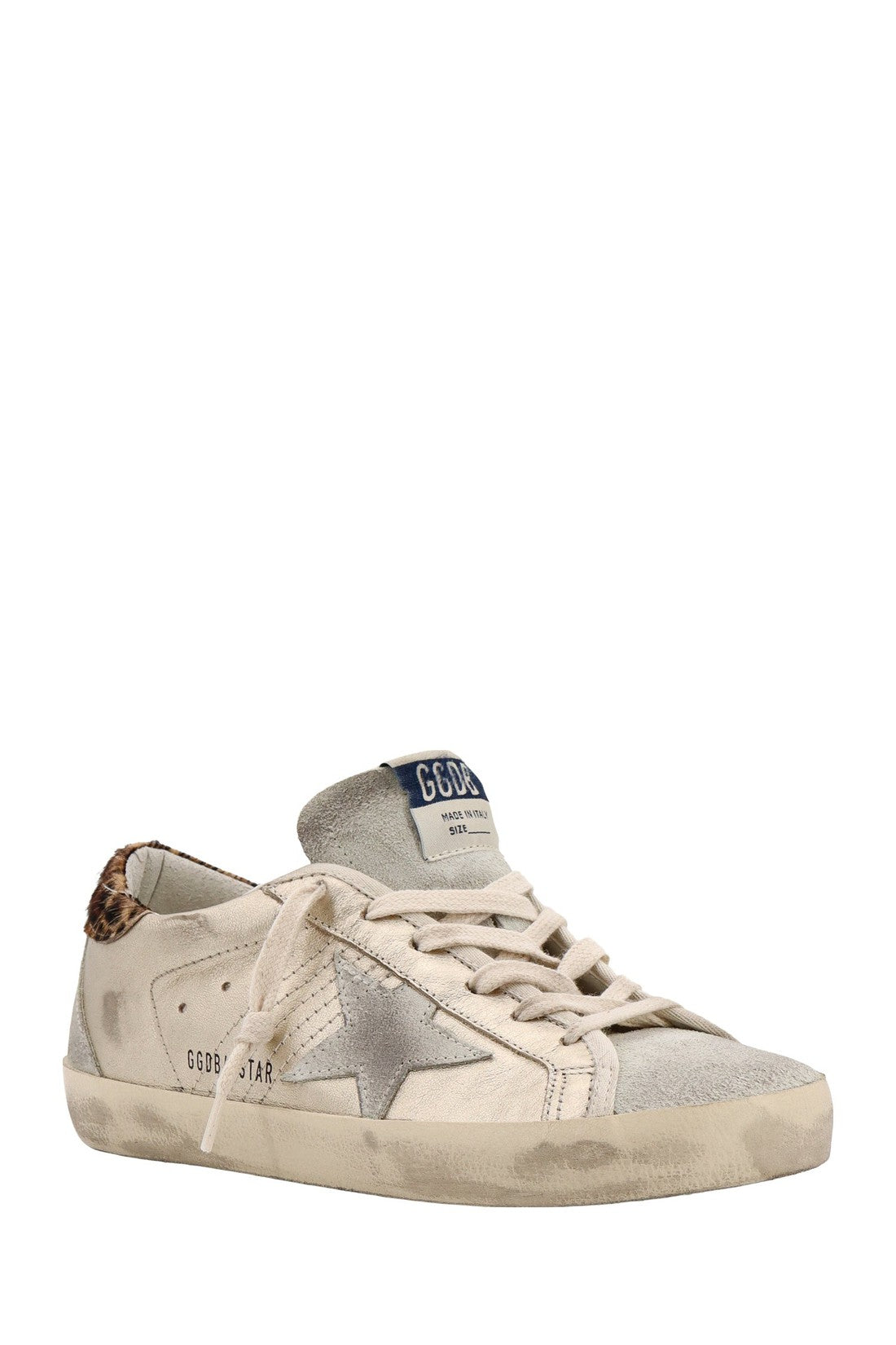 GOLDEN GOOSE-OUTLET-SALE-Laminated leather and suede sneakers with animalier patch-ARCHIVIST