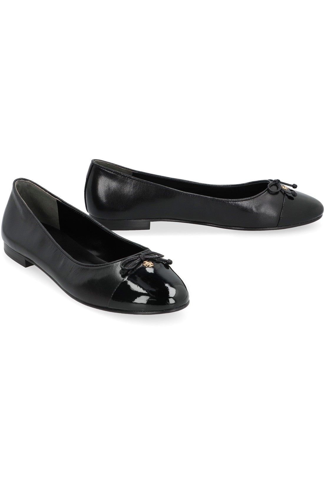 Tory Burch-OUTLET-SALE-Leather ballet flats with logo-ARCHIVIST