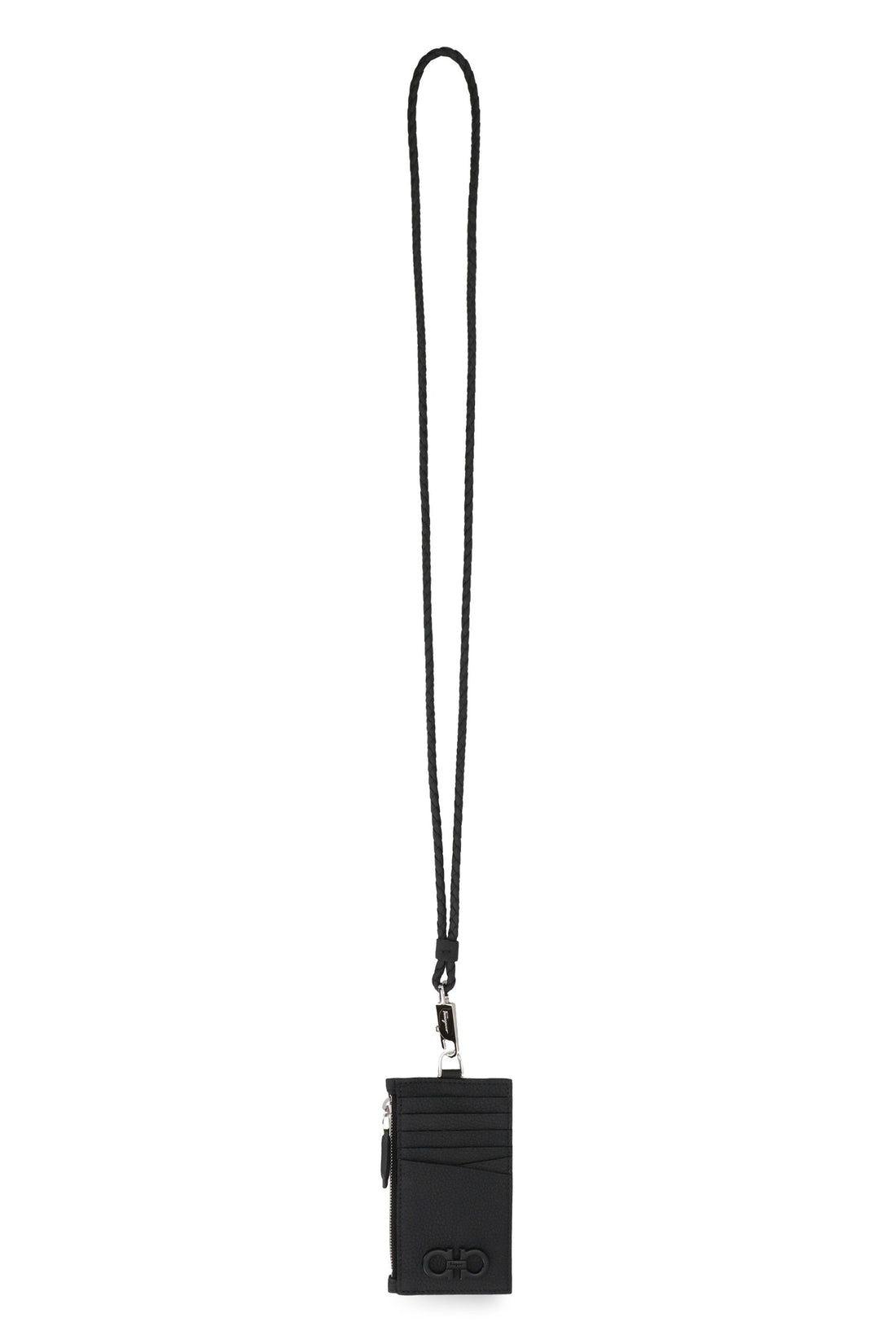 FERRAGAMO-OUTLET-SALE-Leather card holder with shoulder strap-ARCHIVIST