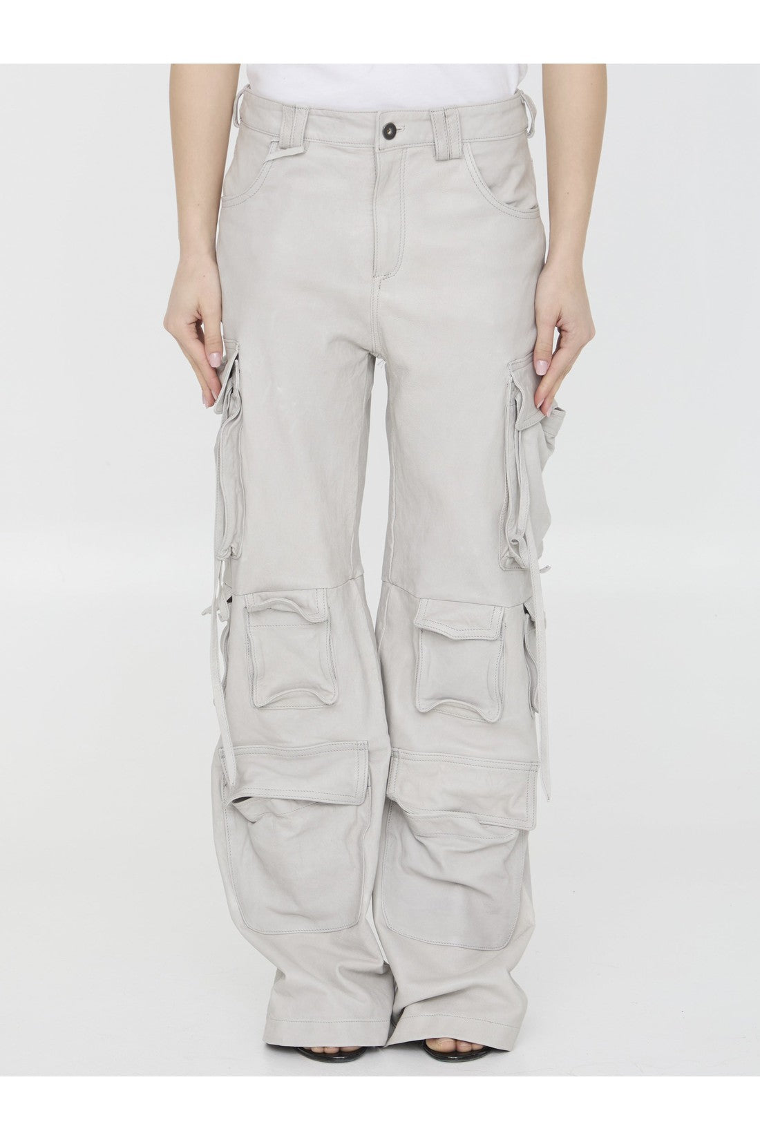 SALVATORE SANTORO-OUTLET-SALE-Leather cargo pants-ARCHIVIST