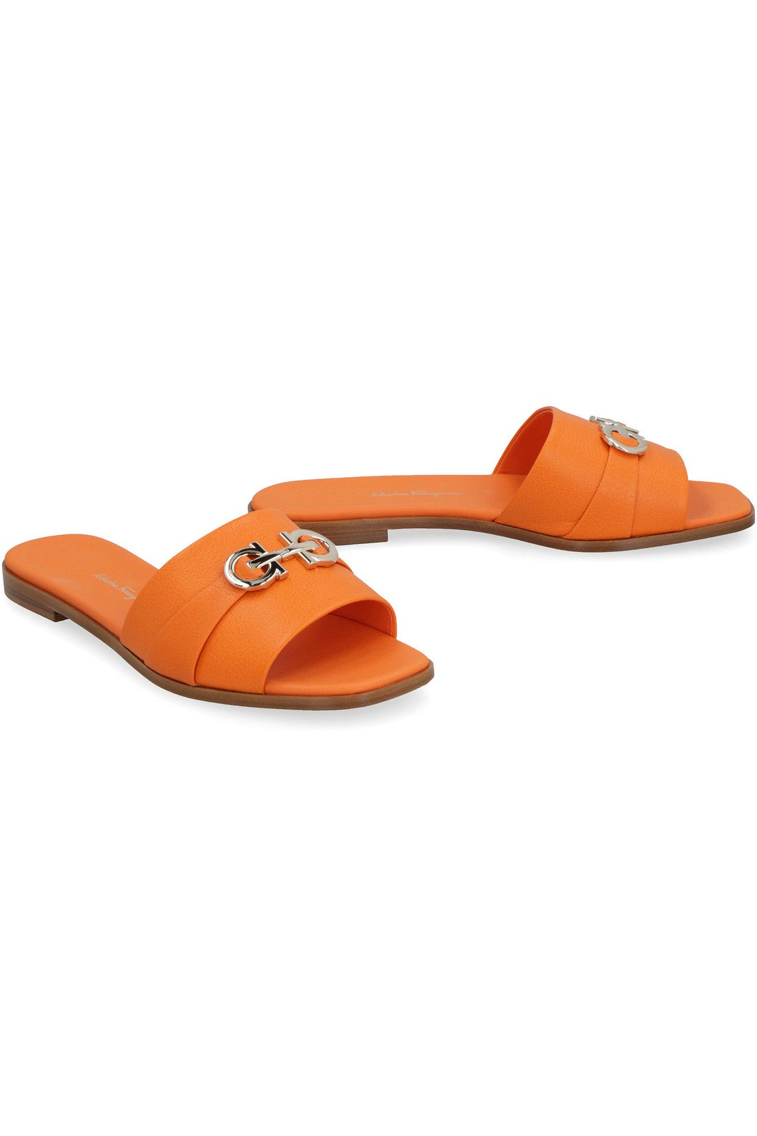 FERRAGAMO-OUTLET-SALE-Leather flat sandals-ARCHIVIST