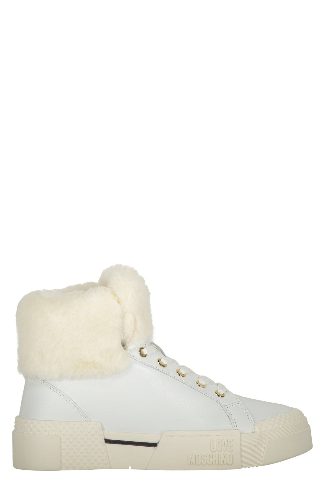 Love Moschino-OUTLET-SALE-Leather high-top sneakers-ARCHIVIST