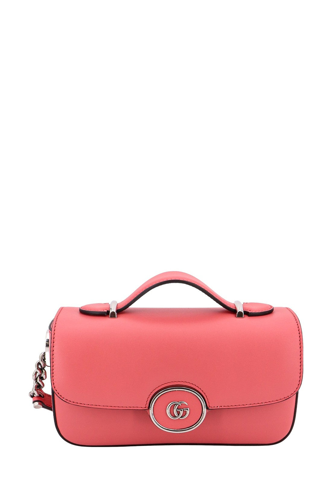 GUCCI-OUTLET-SALE-Leather shoulder bag with frontal GG logo-ARCHIVIST