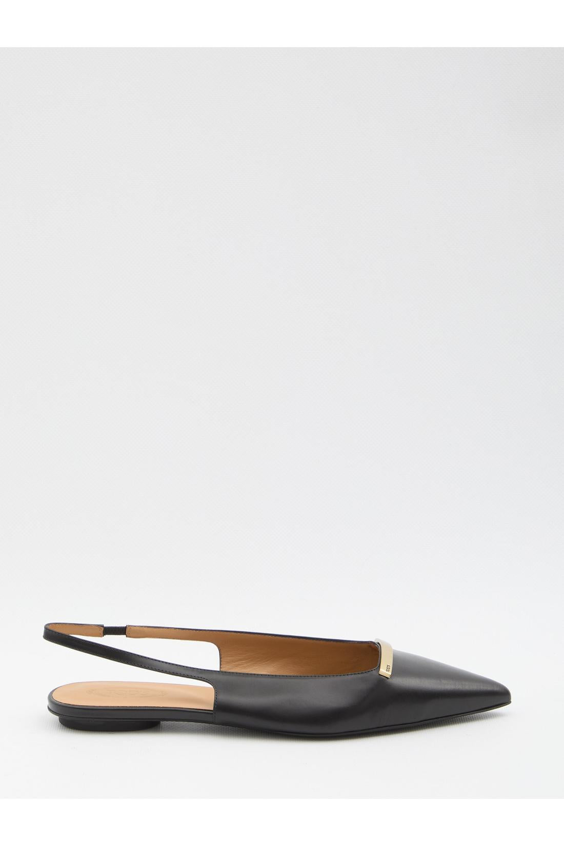 Tod'S-OUTLET-SALE-Leather slingback ballerinas-ARCHIVIST