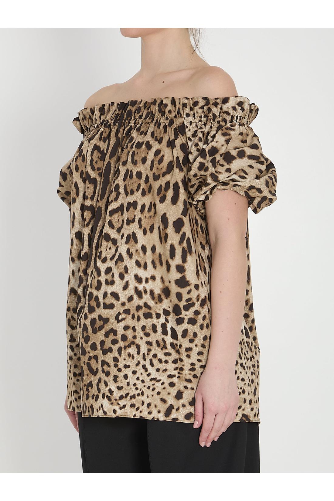Dolce & Gabbana-OUTLET-SALE-Leopard print poplin top-ARCHIVIST