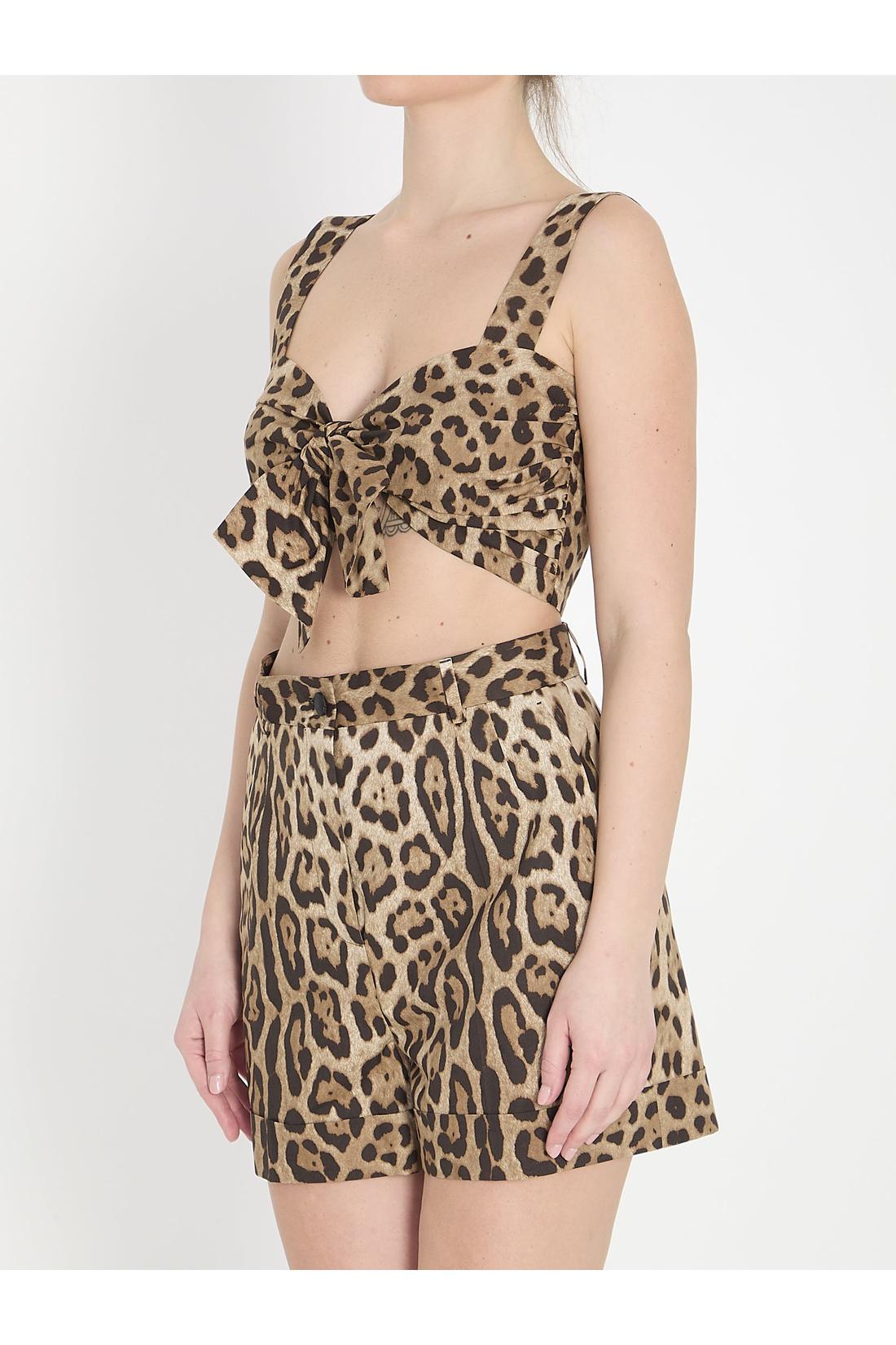 Dolce & Gabbana-OUTLET-SALE-Leopard print poplin top-ARCHIVIST