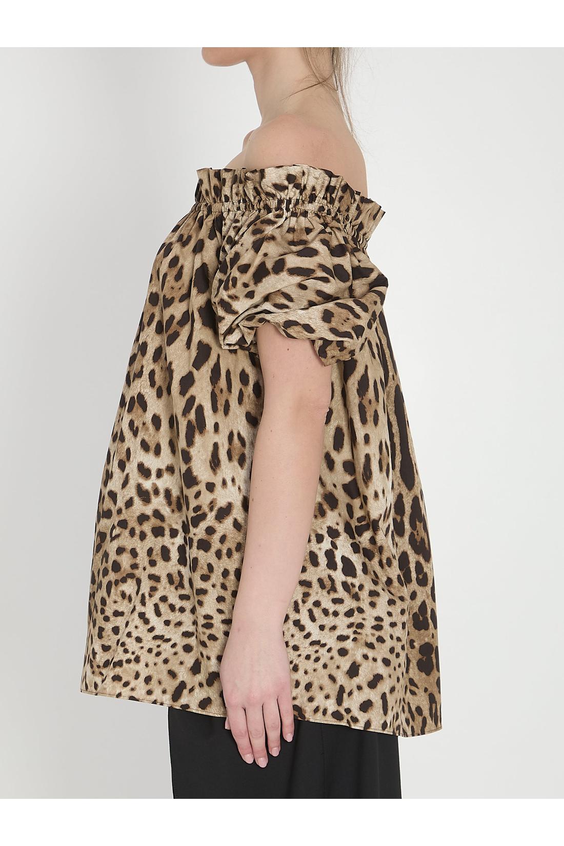 Dolce & Gabbana-OUTLET-SALE-Leopard print poplin top-ARCHIVIST