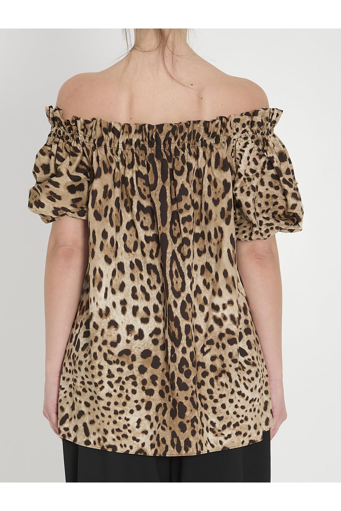 Dolce & Gabbana-OUTLET-SALE-Leopard print poplin top-ARCHIVIST