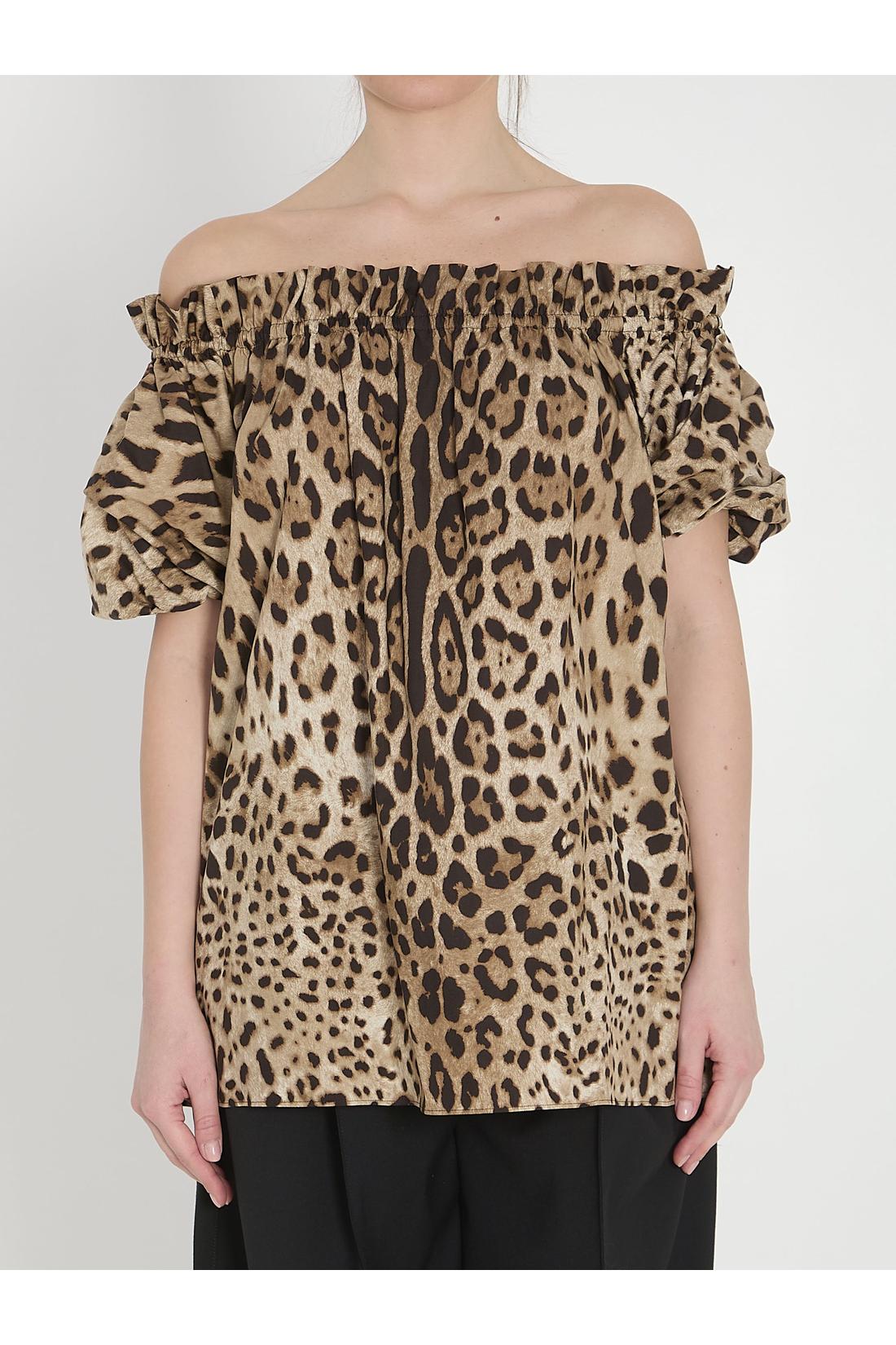 Dolce & Gabbana-OUTLET-SALE-Leopard print poplin top-ARCHIVIST