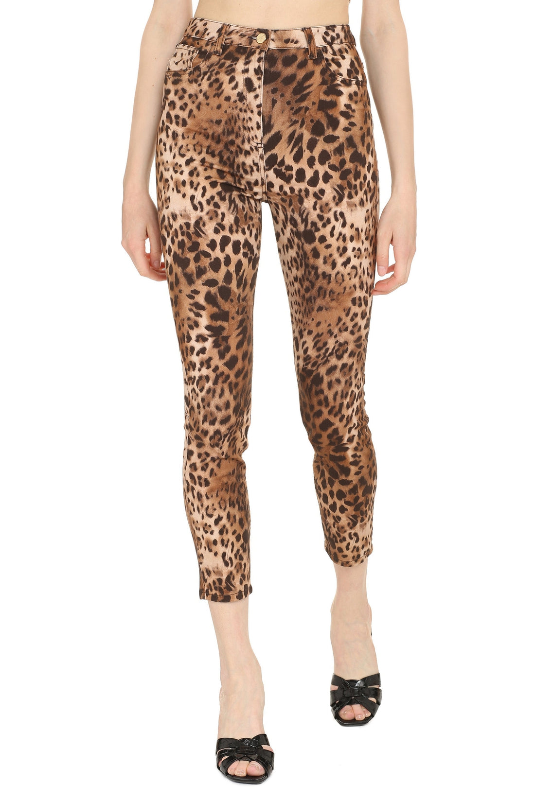 Elisabetta Franchi-OUTLET-SALE-Leopard print skinny jeans-ARCHIVIST