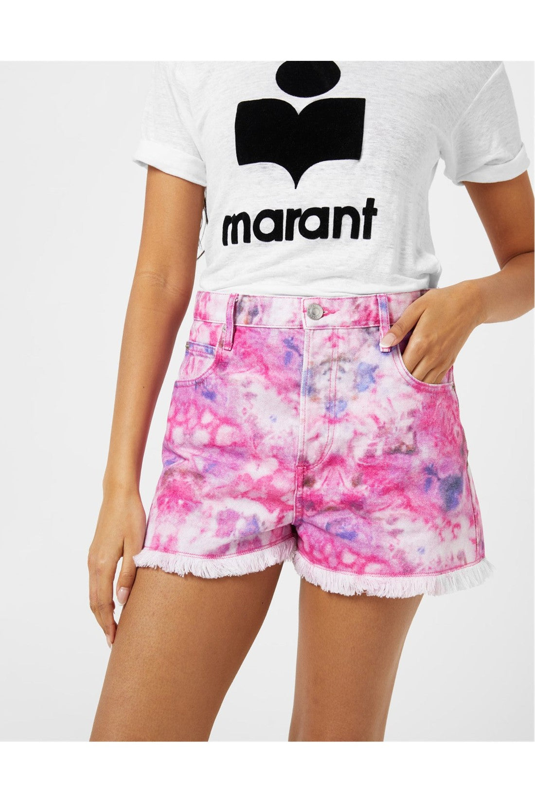 Isabel Marant-OUTLET-SALE-Lesia Tie-Dye Frayed Shorts-ARCHIVIST