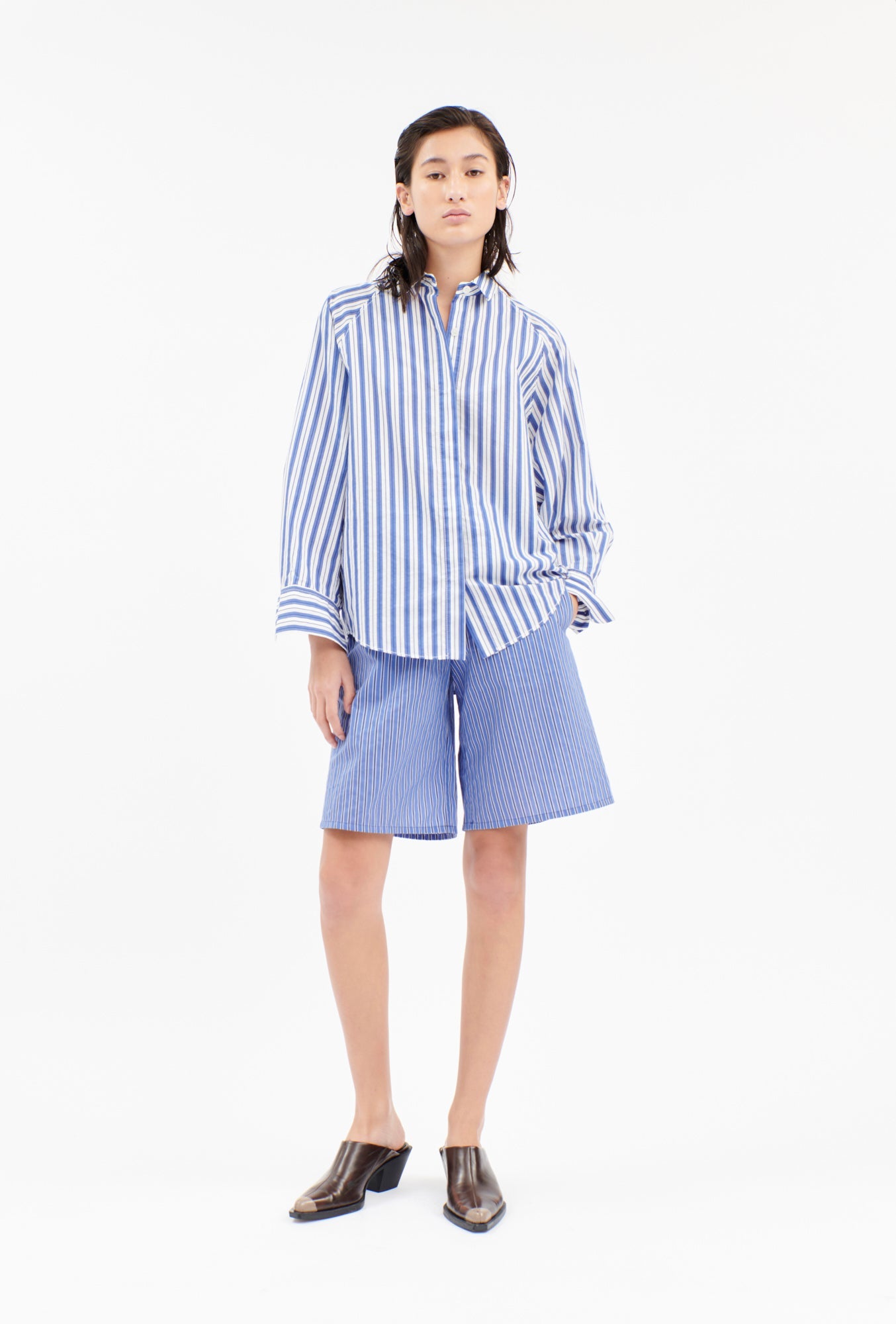 Odeeh-Light Cotton Stripes Bluse, Baltic Blue-Hemden & Blusen-Black-Deal-Outlet-by-ARCHIVIST