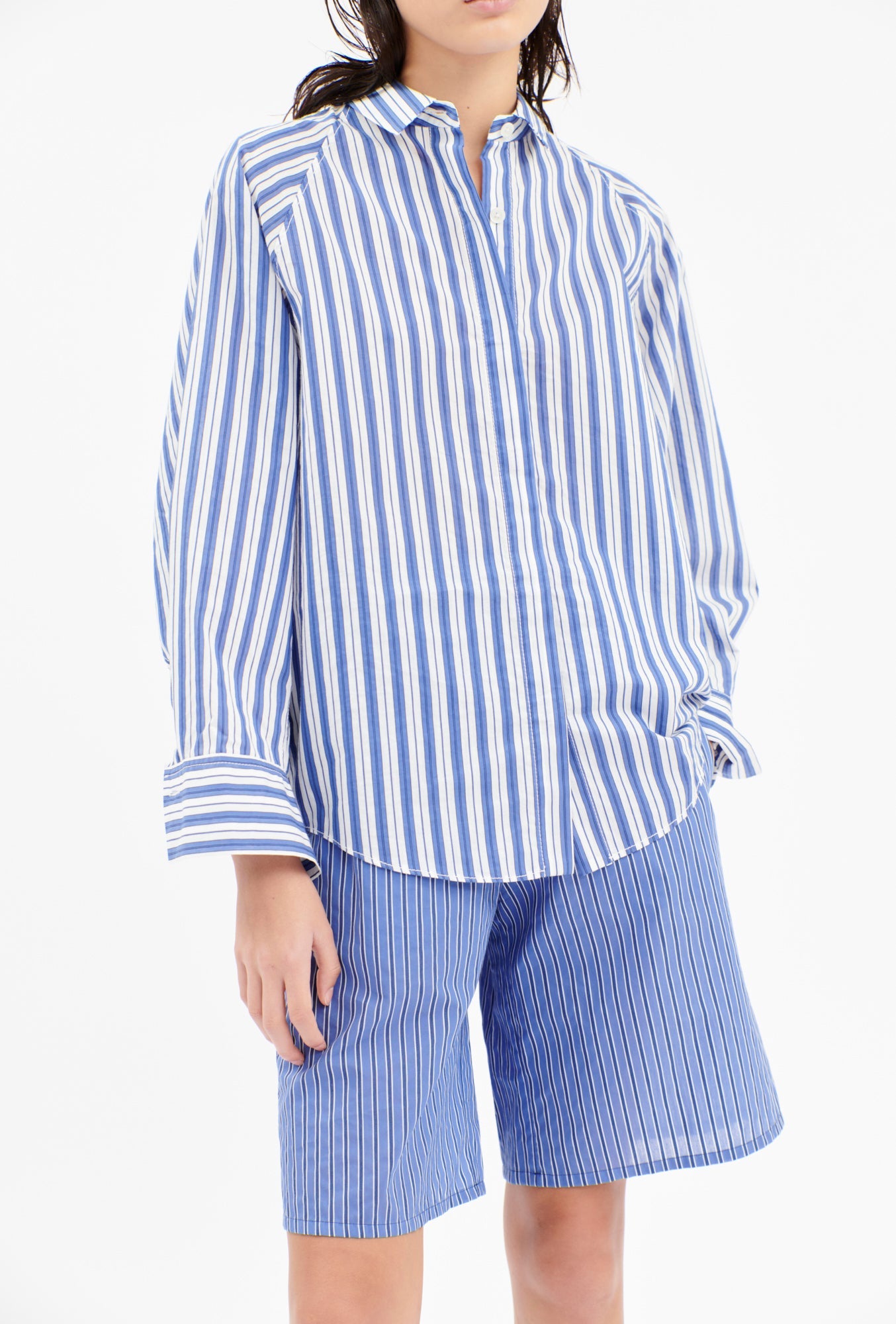 Odeeh-Light Cotton Stripes Bluse, Baltic Blue-Hemden & Blusen-Black-Deal-Outlet-by-ARCHIVIST