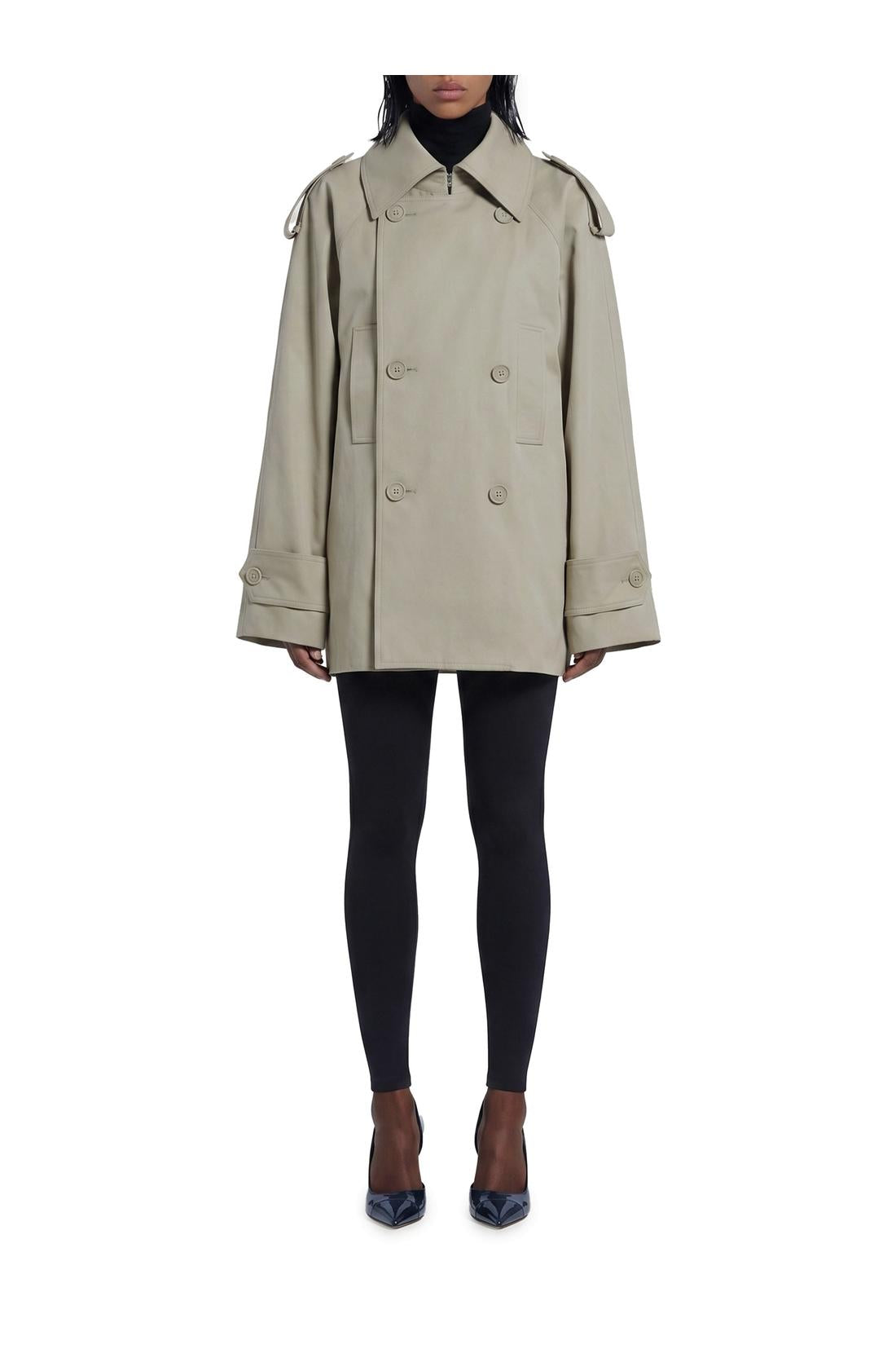 Balenciaga-OUTLET-SALE-Light beige double-breasted trench coat-ARCHIVIST