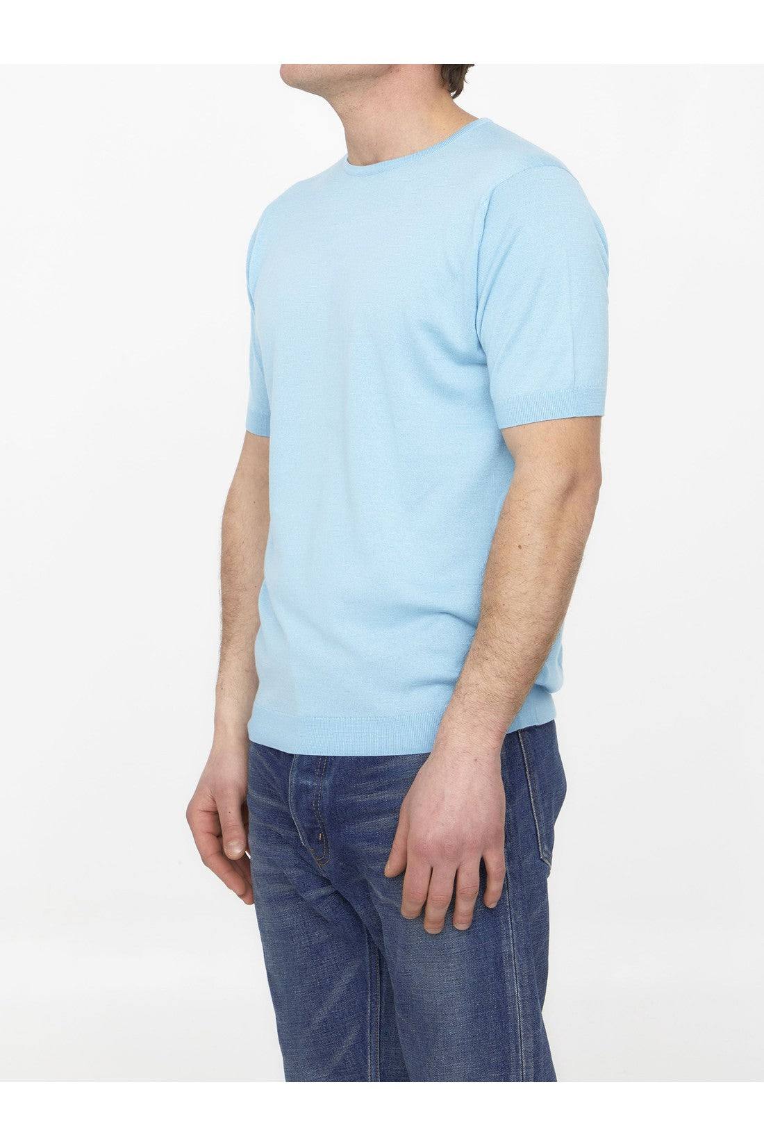 JOHN SMEDLEY-OUTLET-SALE-Light-blue cotton jumper-ARCHIVIST