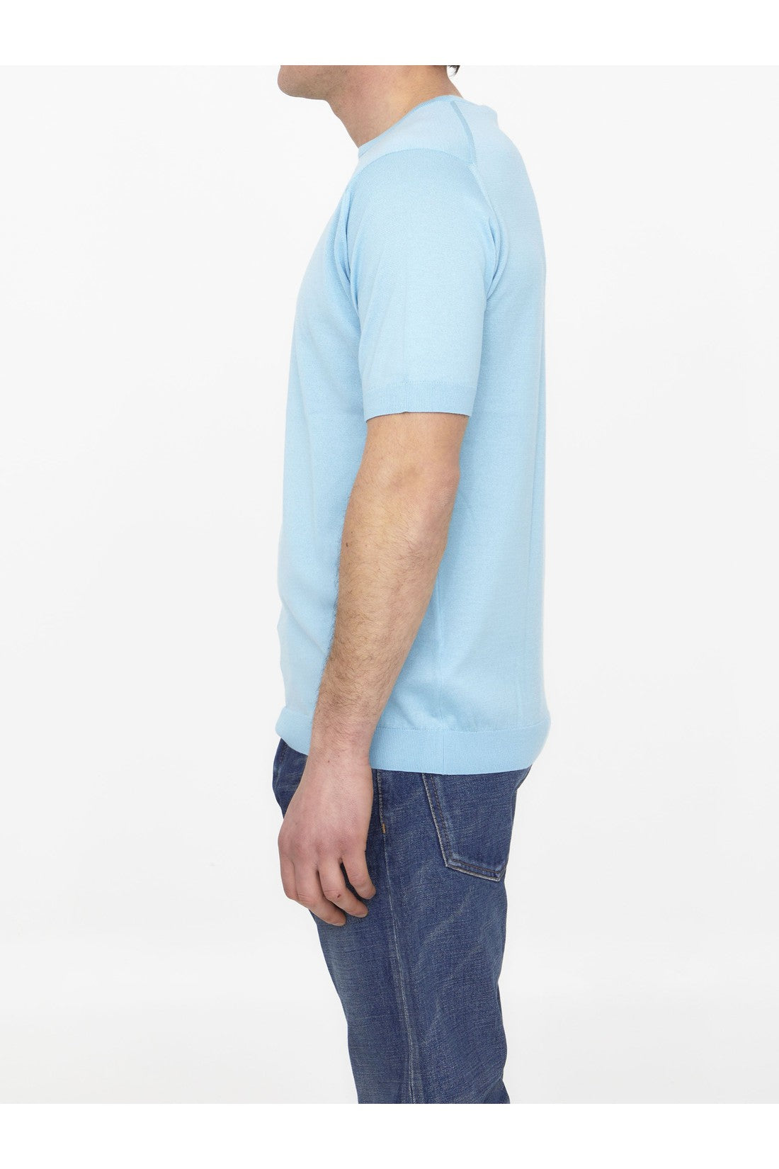 JOHN SMEDLEY-OUTLET-SALE-Light-blue cotton jumper-ARCHIVIST