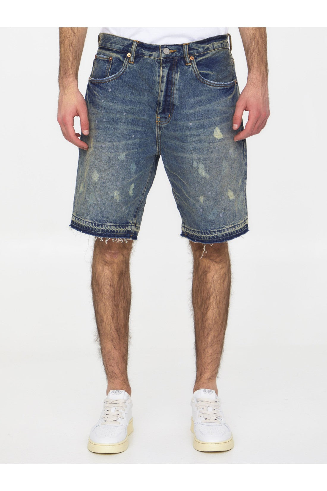 Purple Brand-OUTLET-SALE-Light-blue denim bermuda shorts-ARCHIVIST