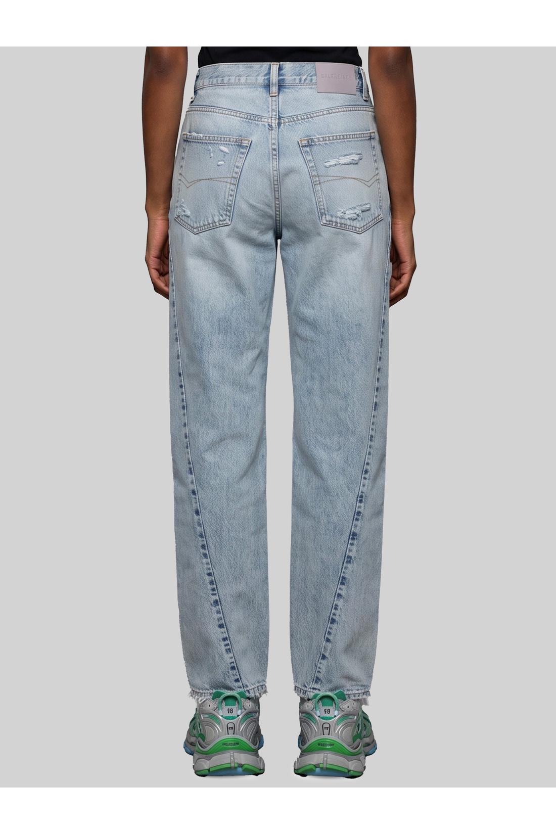 Balenciaga-OUTLET-SALE-Light blue faded jeans with twisted seams-ARCHIVIST