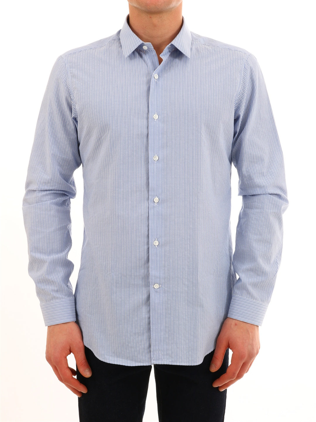 VANGHER-OUTLET-SALE-Light blue striped shirt-ARCHIVIST