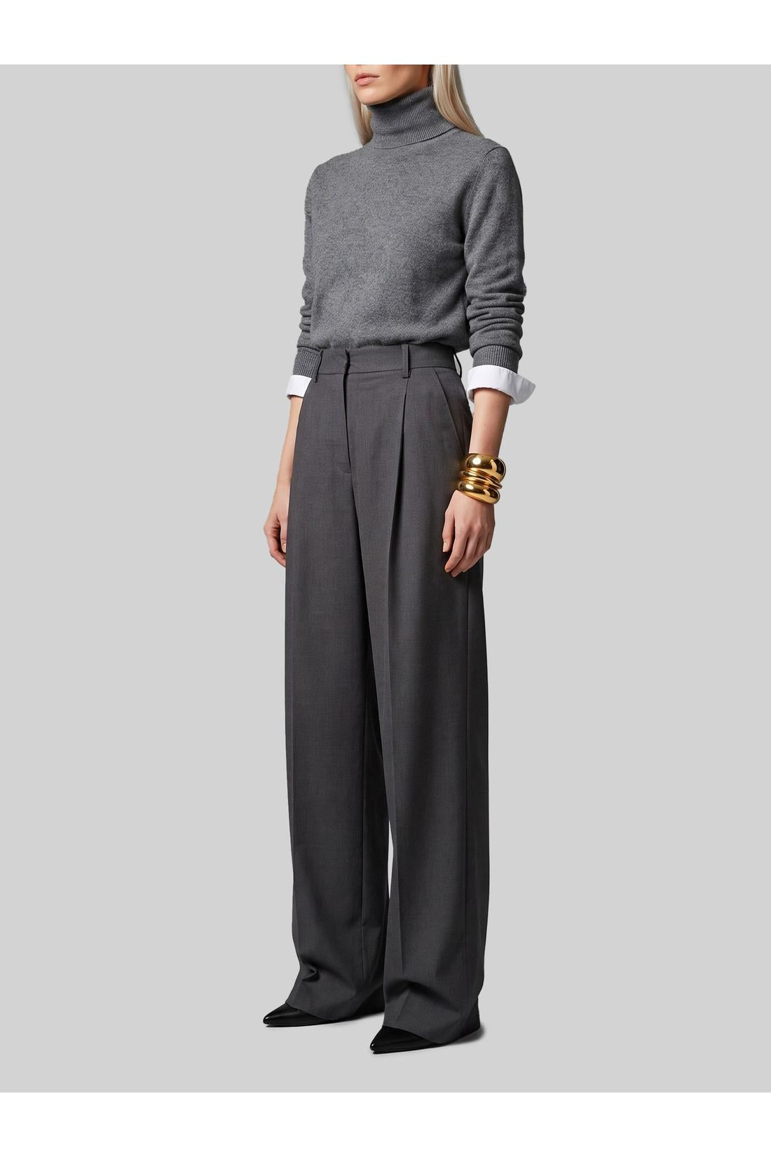 Sutton new york-OUTLET-SALE-Light stretch canvas pants in anthracite grey-ARCHIVIST