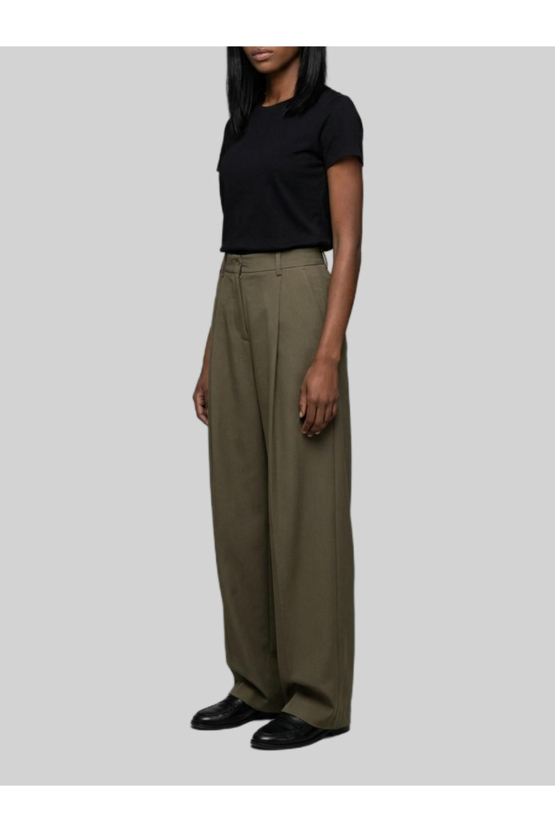 Sutton new york-OUTLET-SALE-Light stretch canvas pants in military green-ARCHIVIST