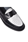 Loafer in black and white shiny calfskin