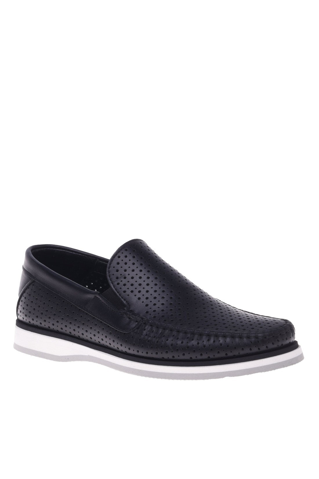 Loafer in black perforated calfskin