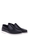 Loafer in black perforated calfskin