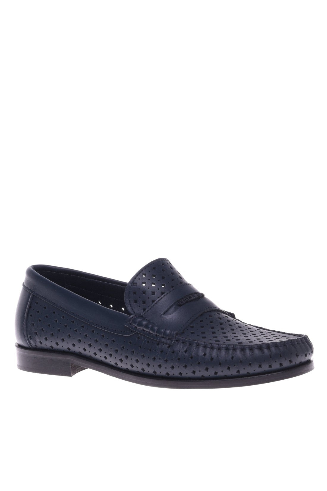 Loafer in blue perforated calfskin