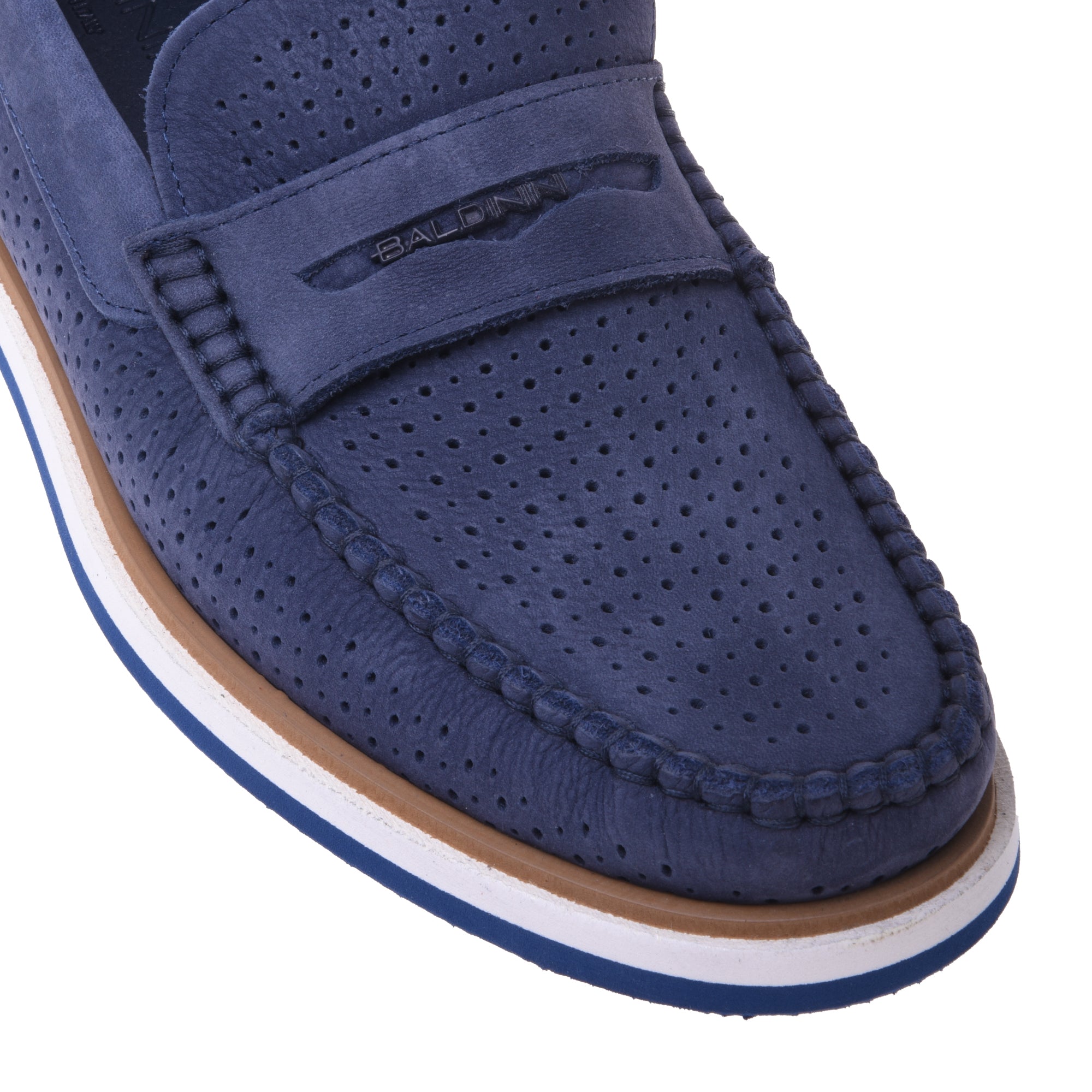 Loafer in denim perforated nubuck