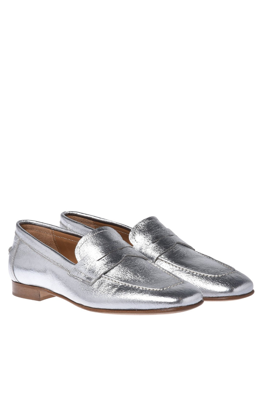 Loafer in silver laminated calfskin