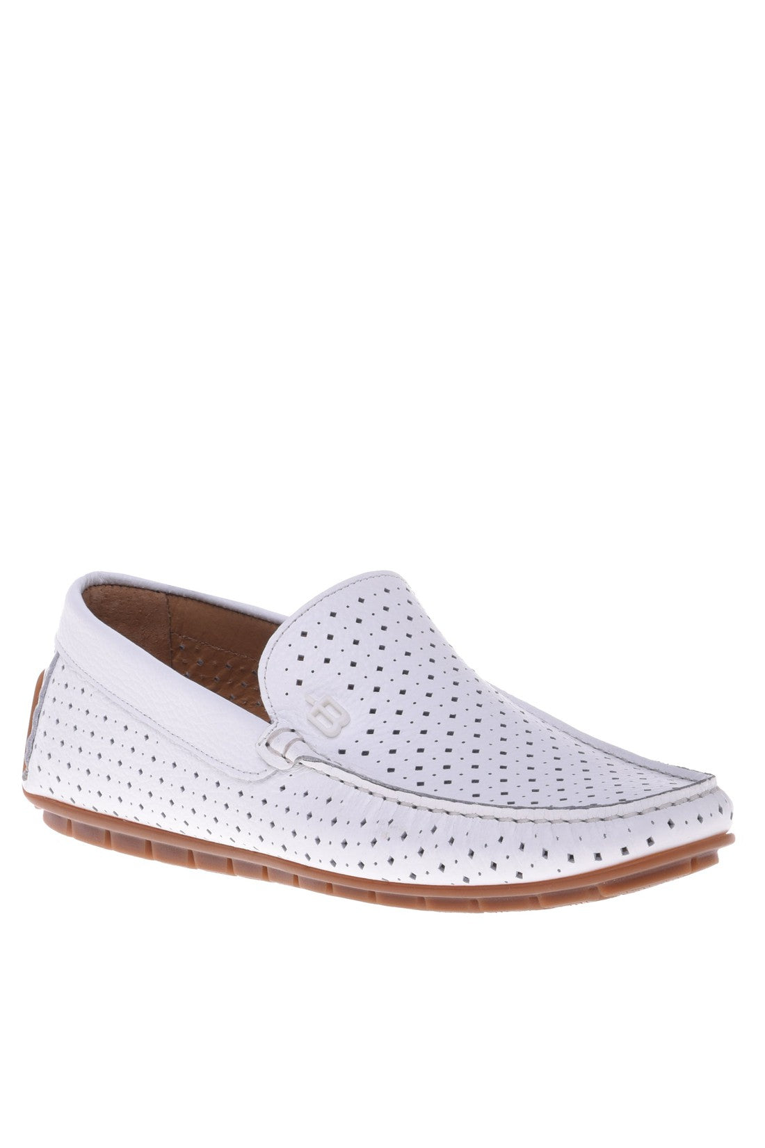 Loafer in white perforated calfskin