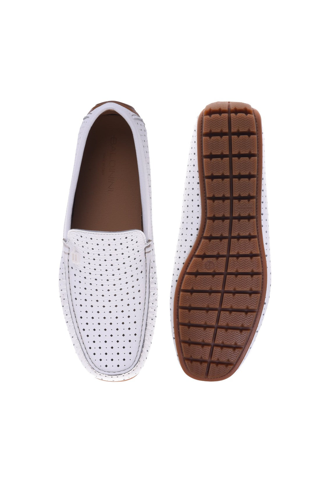 Loafer in white perforated calfskin