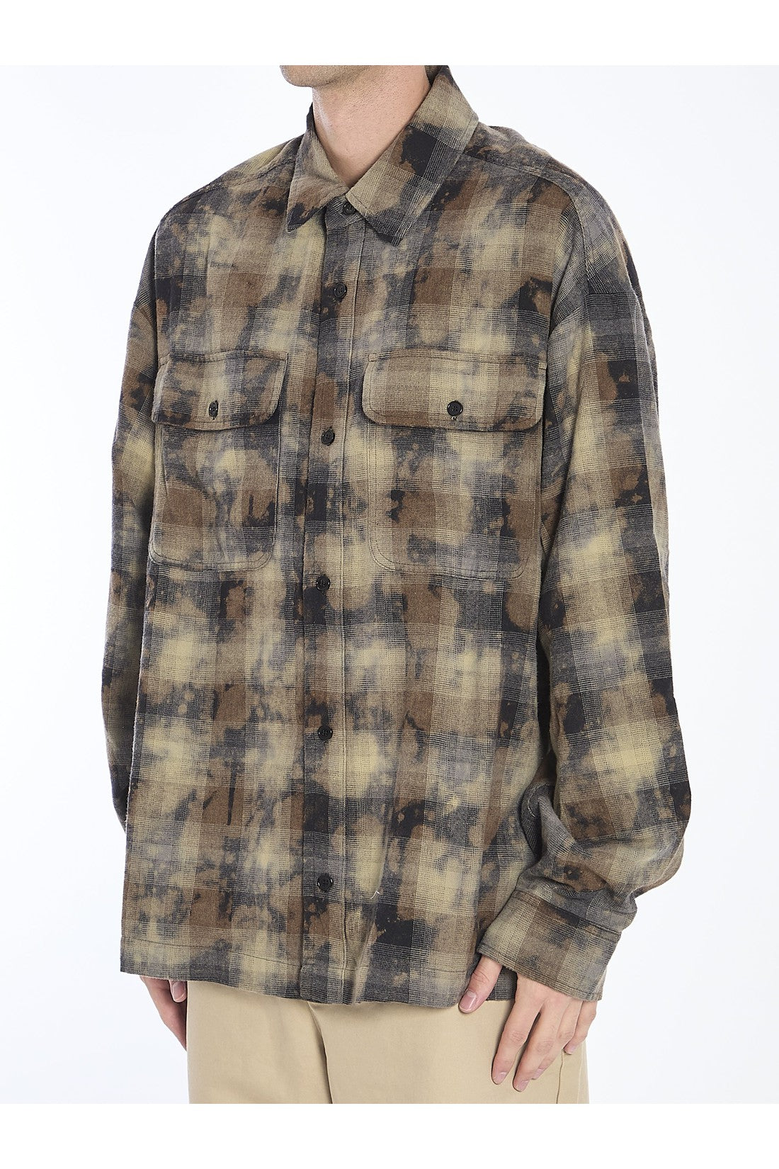 PALM ANGELS-OUTLET-SALE-Logo Curved check shirt-ARCHIVIST