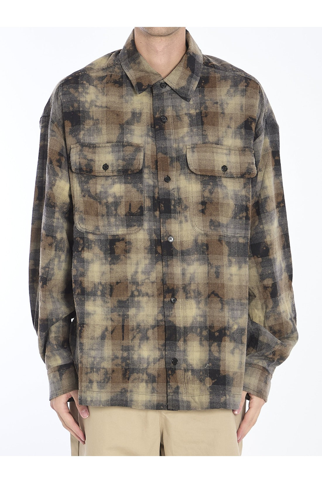 PALM ANGELS-OUTLET-SALE-Logo Curved check shirt-ARCHIVIST