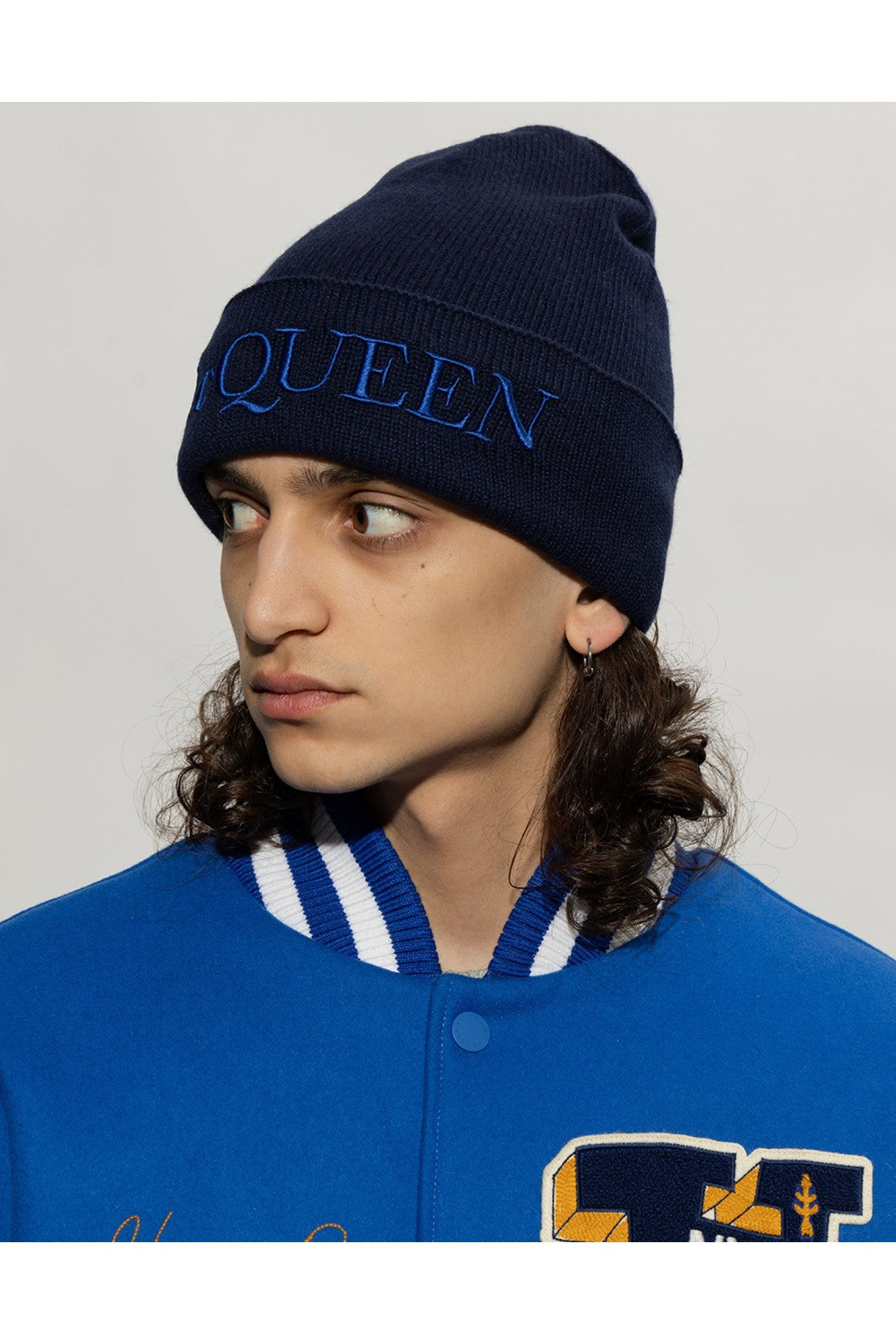 Alexander McQueen-OUTLET-SALE-Logo Embroidered Cashmere Beanie-ARCHIVIST