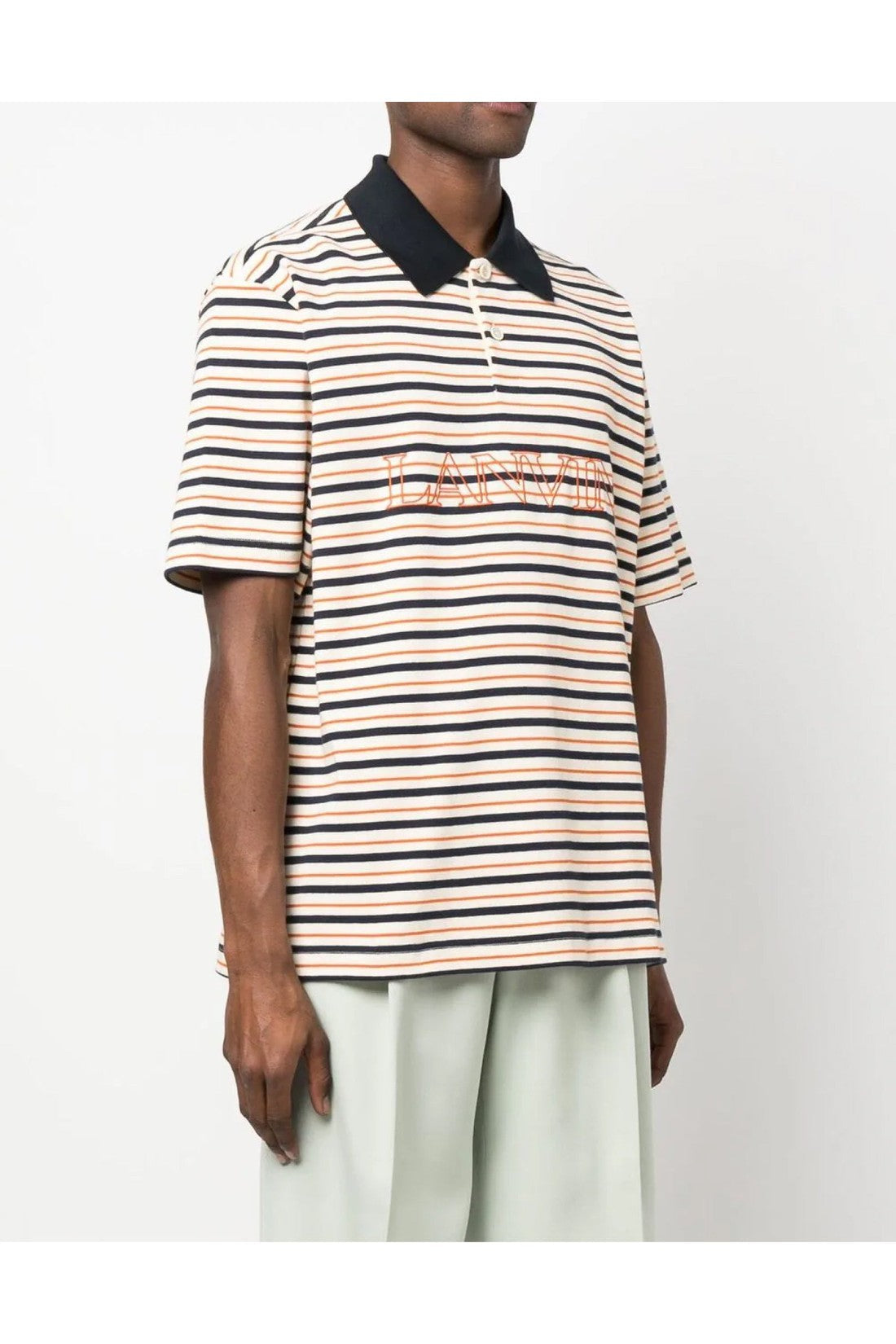 Lanvin-OUTLET-SALE-Logo Embroidered Striped Polo Shirt-ARCHIVIST